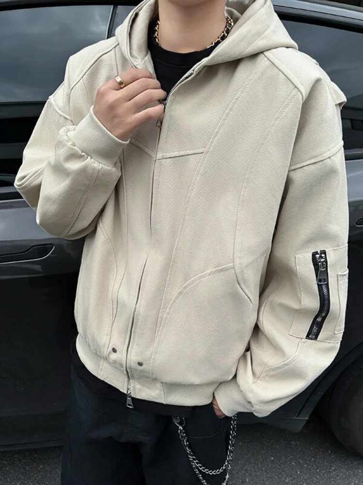 

Cleanfit ort Hooded Jaet Men's Spring Autumn Sle Zipper Decorated Anti-Static Treaent ular Youth Faion Windproof