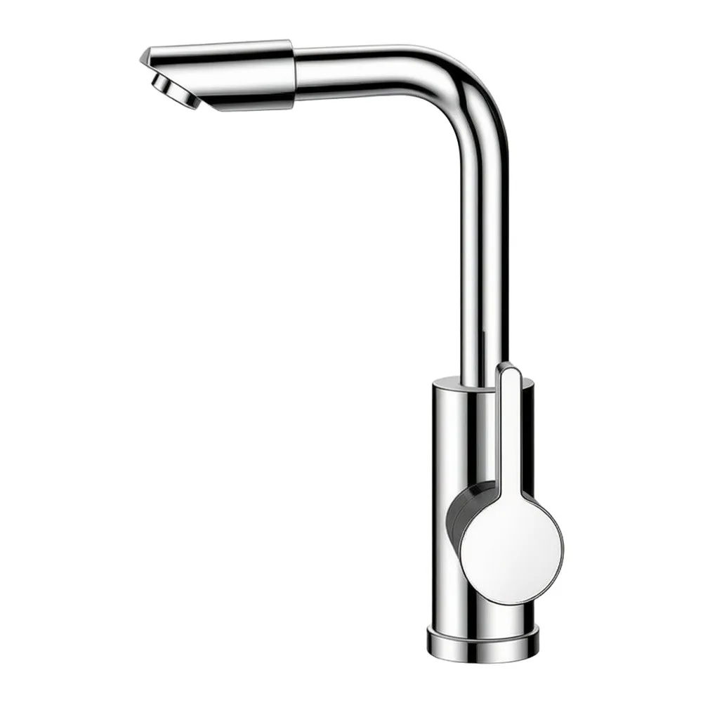 Metallic Silver Finish Basin Faucet Solid Copper Alloy Construction Hot Cold Dual Handle Mixer Tap 16x8x28cm Dimensions