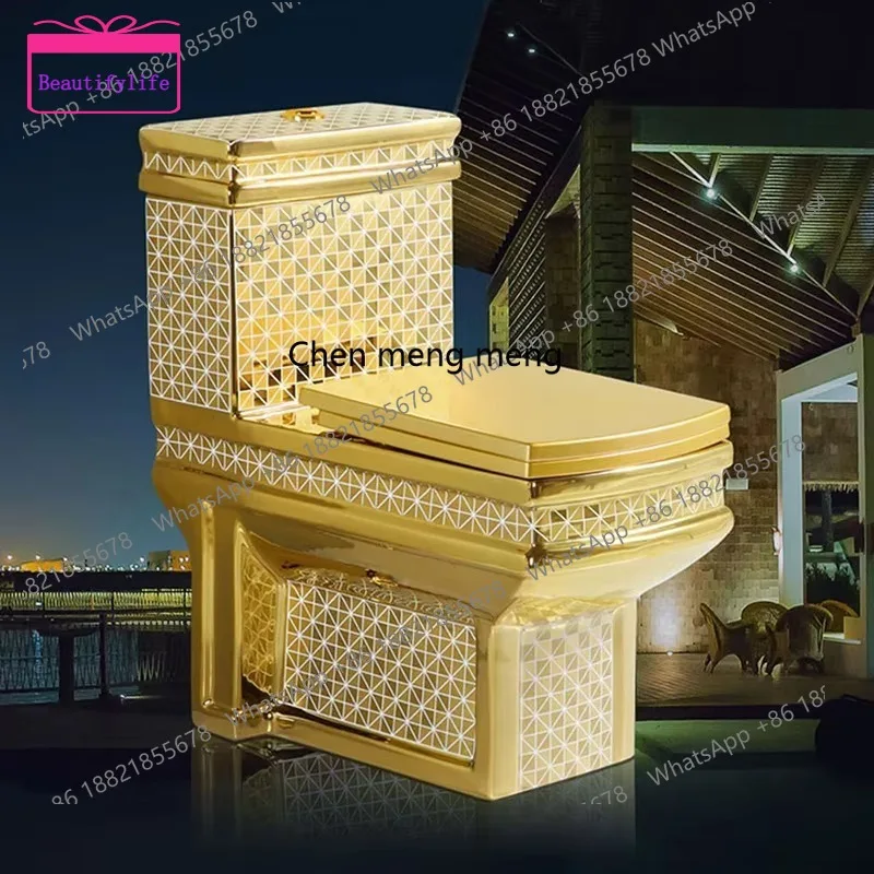 

YL High Quality Square Shape Golden Toilet Bathroom Luxury Ceramic Gold Plated Sanitary Ware Wc Toilet F185