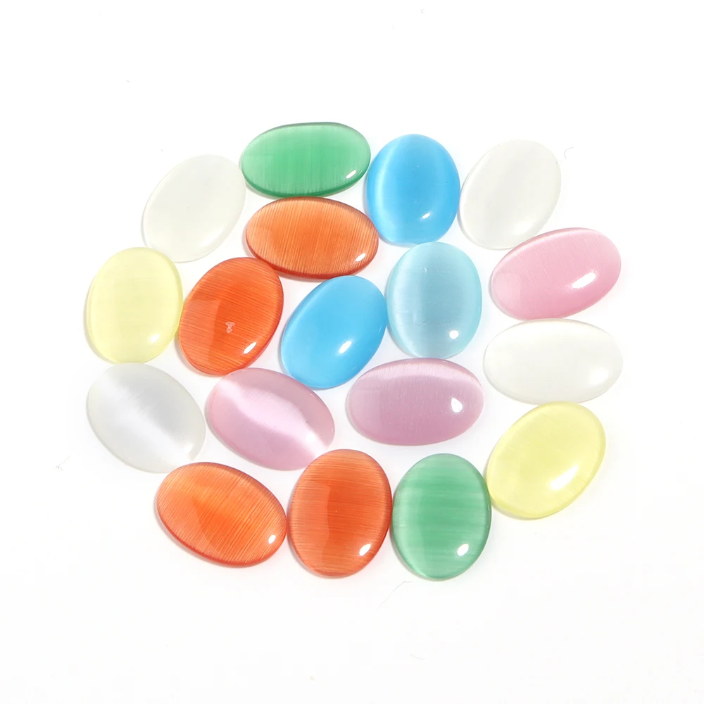 10-30pcs Natural Stone Cabochon Oval Cat Eye Cabochon Loose Beads For Jewelry Making DIY Necklace Bracelets Earring Accessories