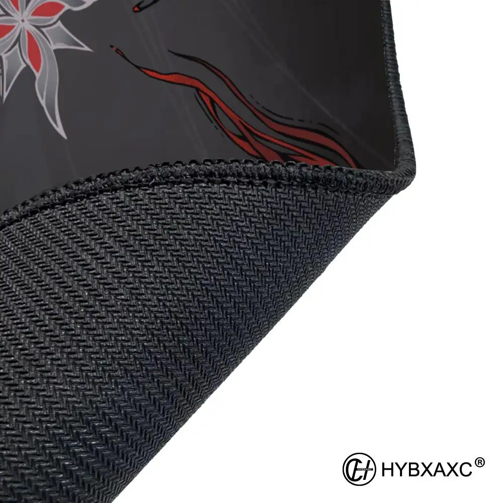 Dark aesthetic totem flower mouse pad, black‑and‑white contrast cool large desk mat, wear‑resistant non‑slip computer gaming