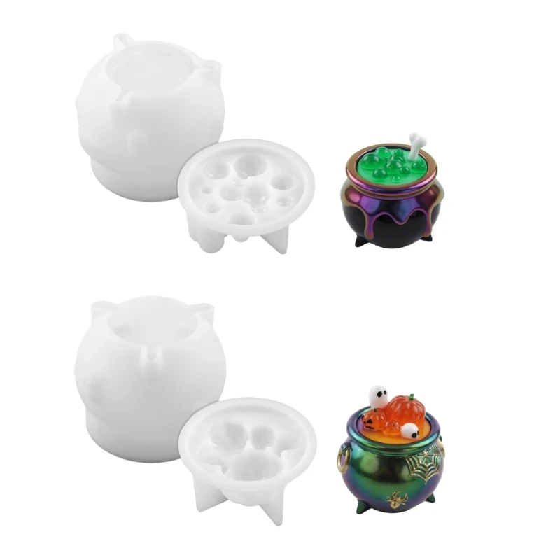 

Reusable Halloween Witch Cauldron Silicone Molds for Candy Containers Epoxy