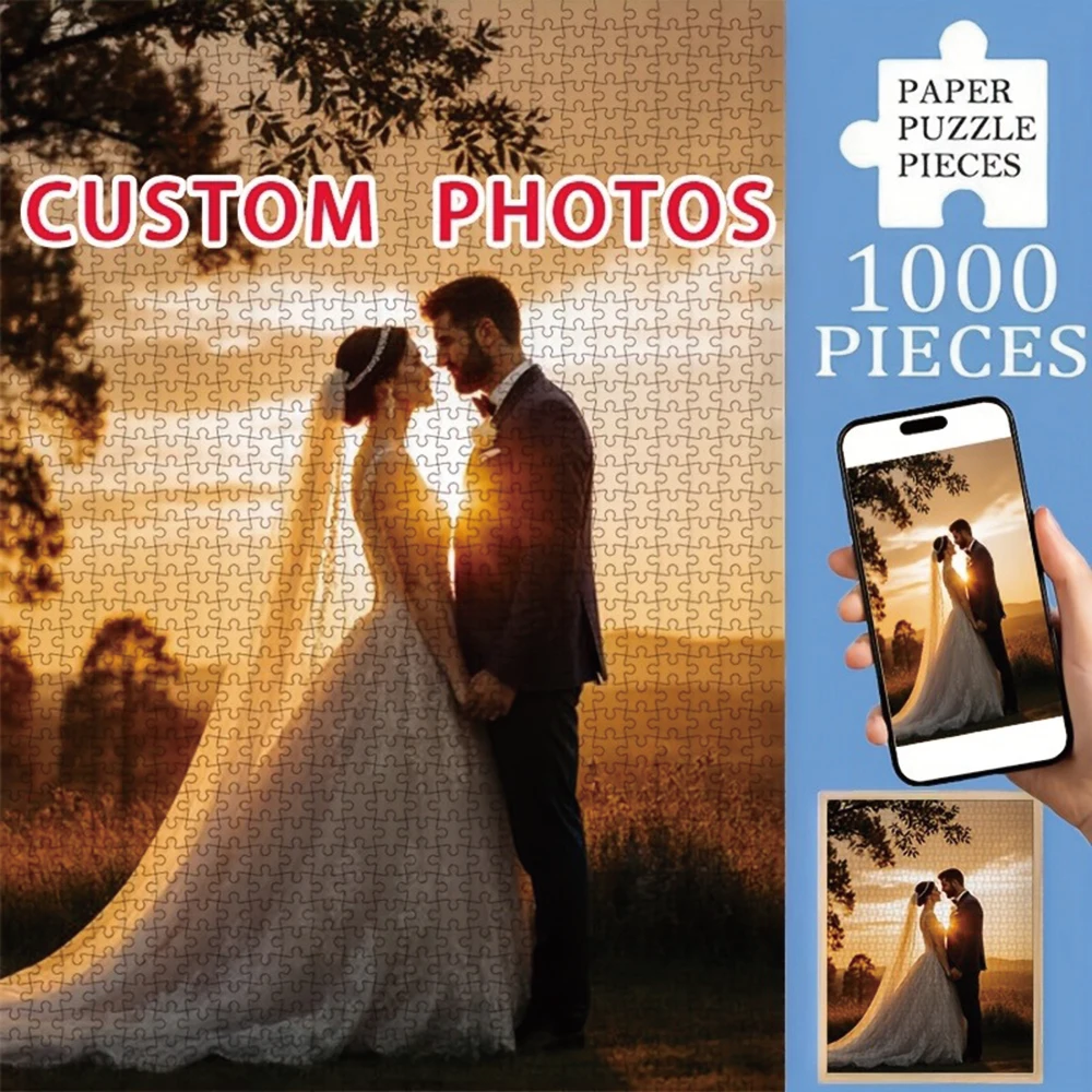 35/300/500/1088pcs Personalized Custom Photo Puzzle Wedding Photos Diy Toy for Kids Anniversary Festival Best Gift