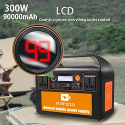 300W 220V 110V AC Portable Power Station 90000mAh 315WH Solar Generator Battery DC Outdoor Emergency Power Supply