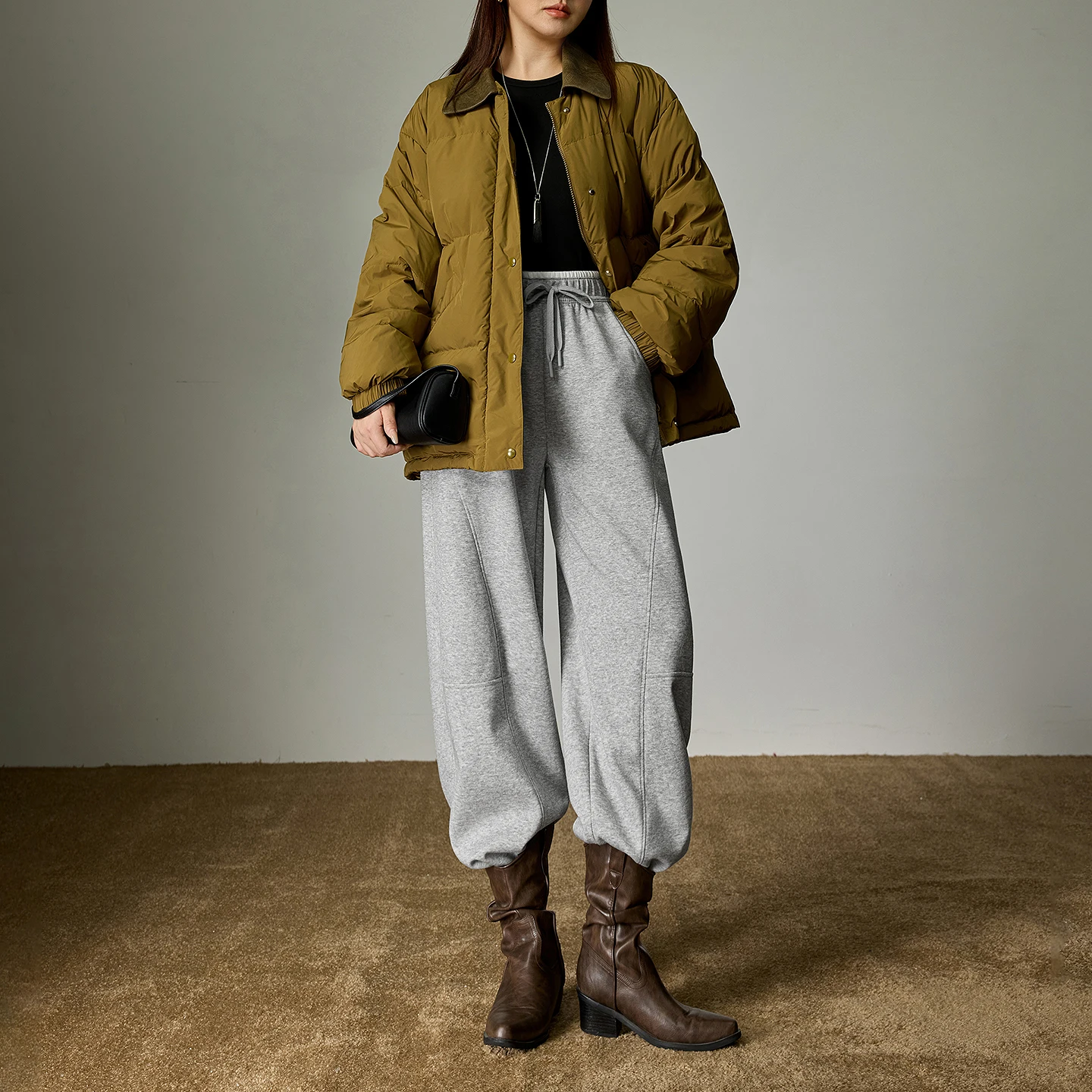 TOYOUTH سراويل تقليدية قطنية نسائية 2025 شتاء جديد اللون حجب الخصر تصميم سبليت على شكل كمثرى الورك يخفف الموز السراويل