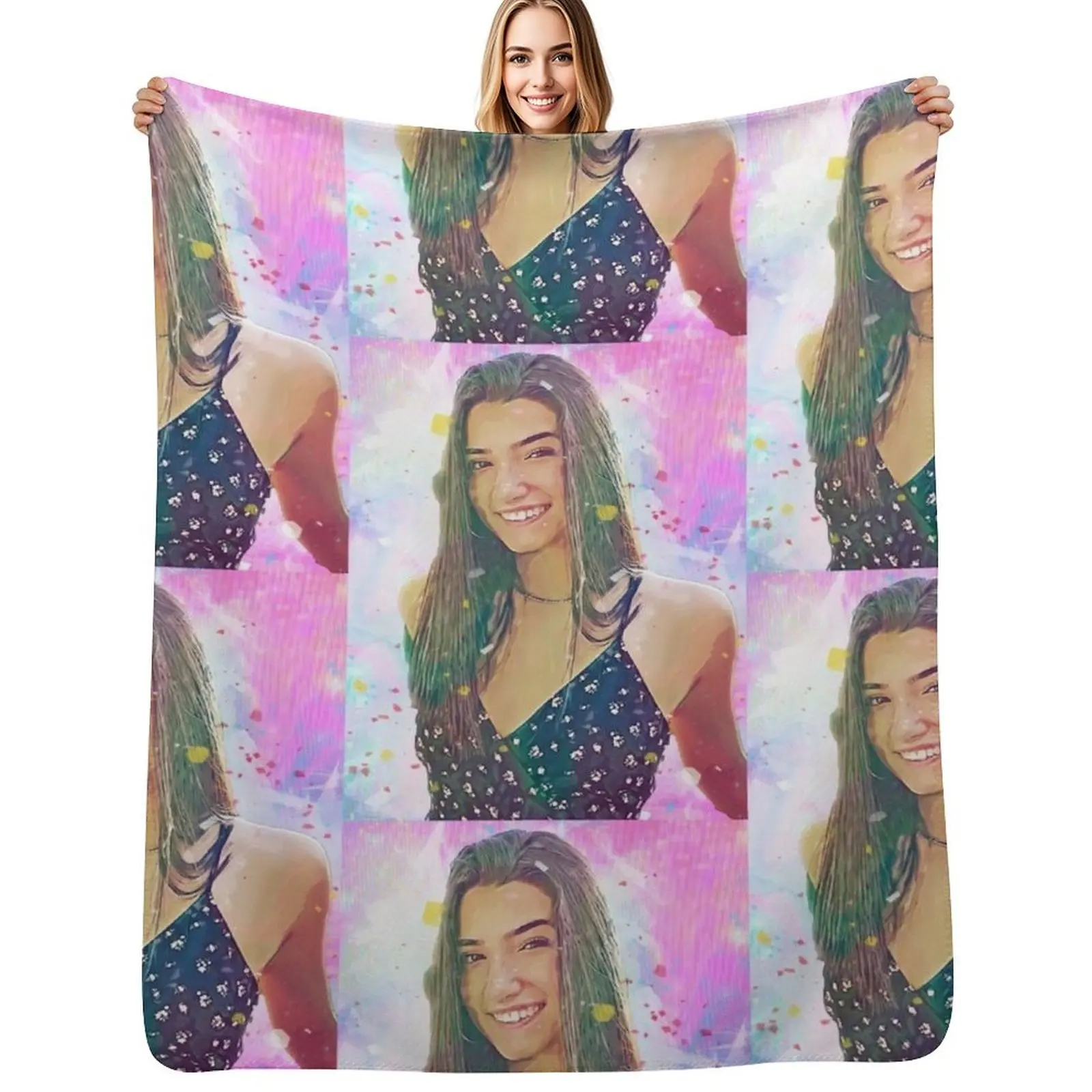 

Holo Pastel Charli Damelio Digital Painting Throw Blanket Long Lasting Soft Plush Blanket for Daily Use