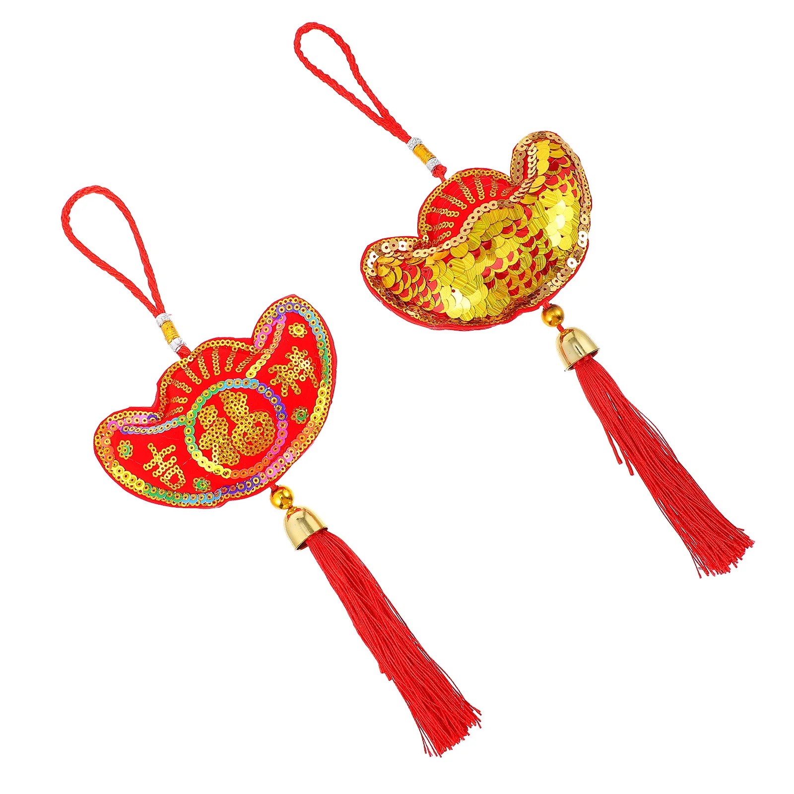 

2Pcs Spring Festival Hanging Pendants Auspicious Yuanbao Tassels Chinese New Year Ornaments Front Door Wall Decoration