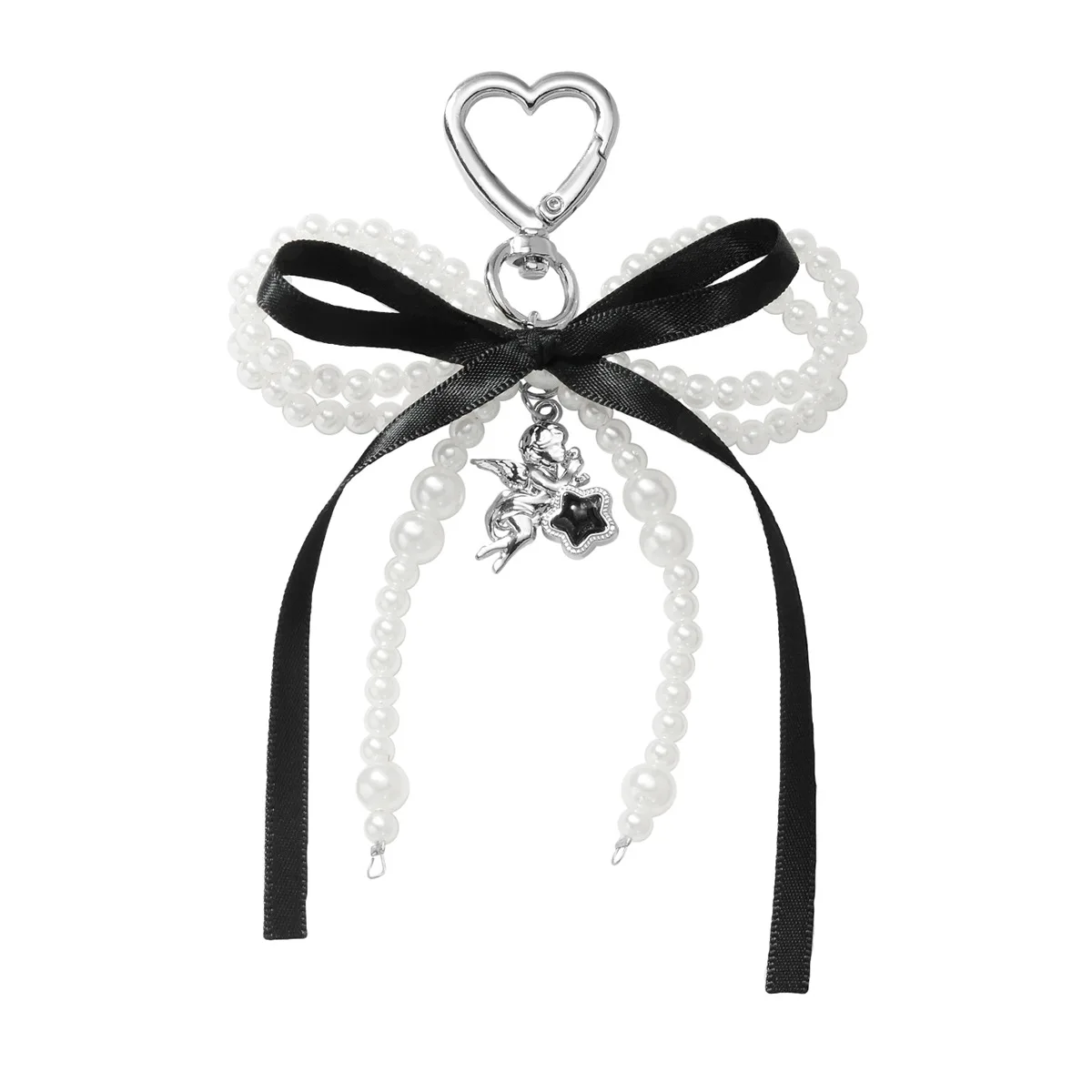 لطيف الشريط القوس المفاتيح حقيبة سحرية على ظهره قلادة هاتف ستار اللؤلؤ الديكور مفاتيح السيارة سلسلة النساء مجوهرات للبنات اكسسوارات #1