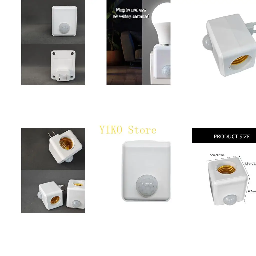 K32C Energy Efficient E27Light Adapter Motion Sensors Light Socket Overloads Protect