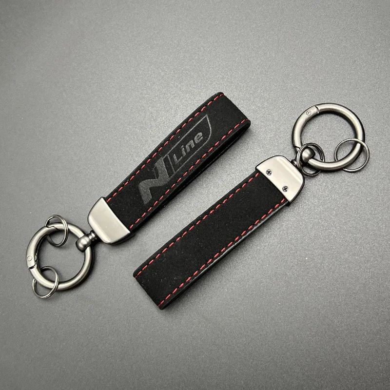 2024 Suede Leather Men Luxury Women Car Keychain For i30 i20 i10 Kona Elantra Sonata Tucson N Line Keychain Chain Accessories