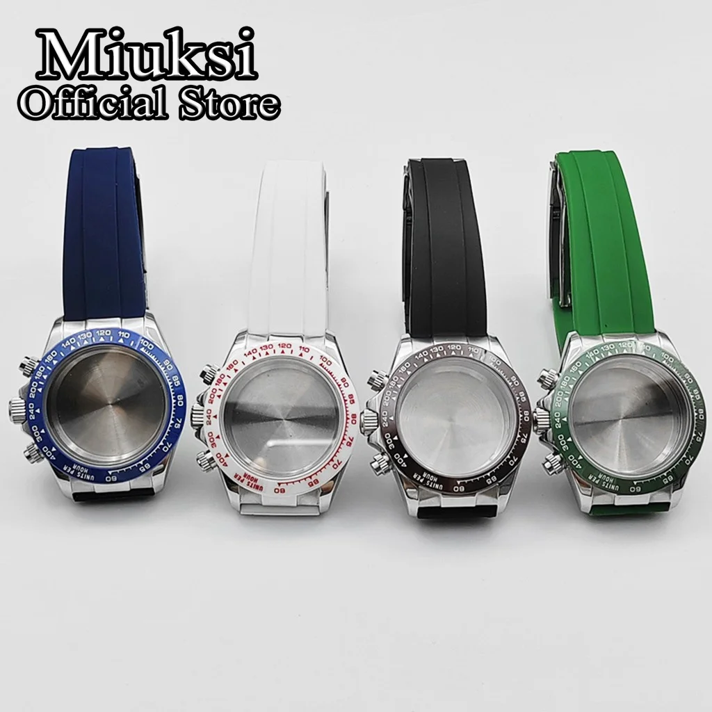 

Серебряный корпус часов Miuksi 39 мм VK63 с ремешком, сапфировым стеклом и керамическим безелем, подходит для кварцевого механизма VK63.