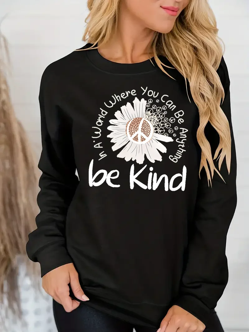 

Kpop&Cartoon printed sweatshirt, spring and autumn casual long sleeved round neck sweatshirt, women's clothing