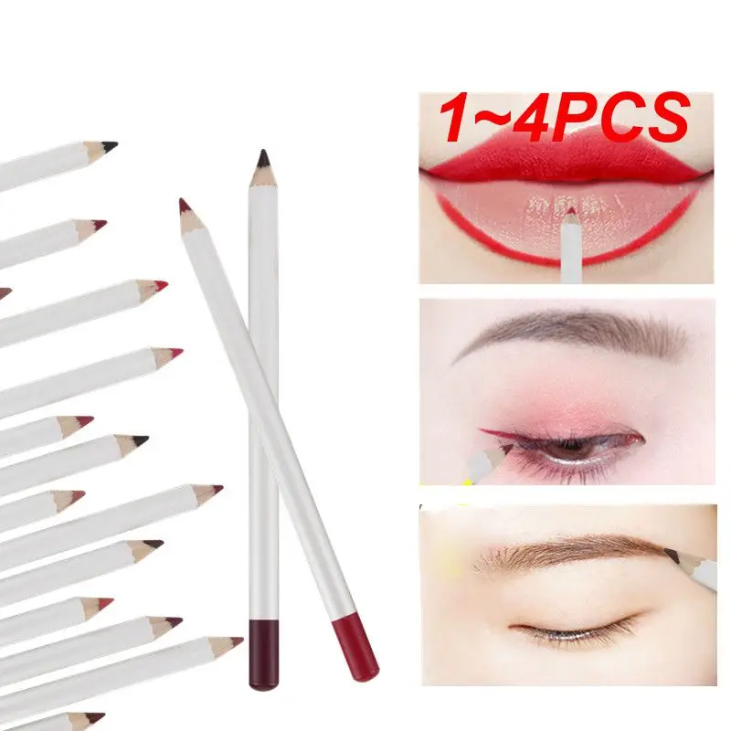 1~4PCS In 1 Eyeliner Eyebrow Lip Liner Pencil Professional Matte Contour Lipstick Pen Waterproof Makeup Lipstick Tool 21 Color