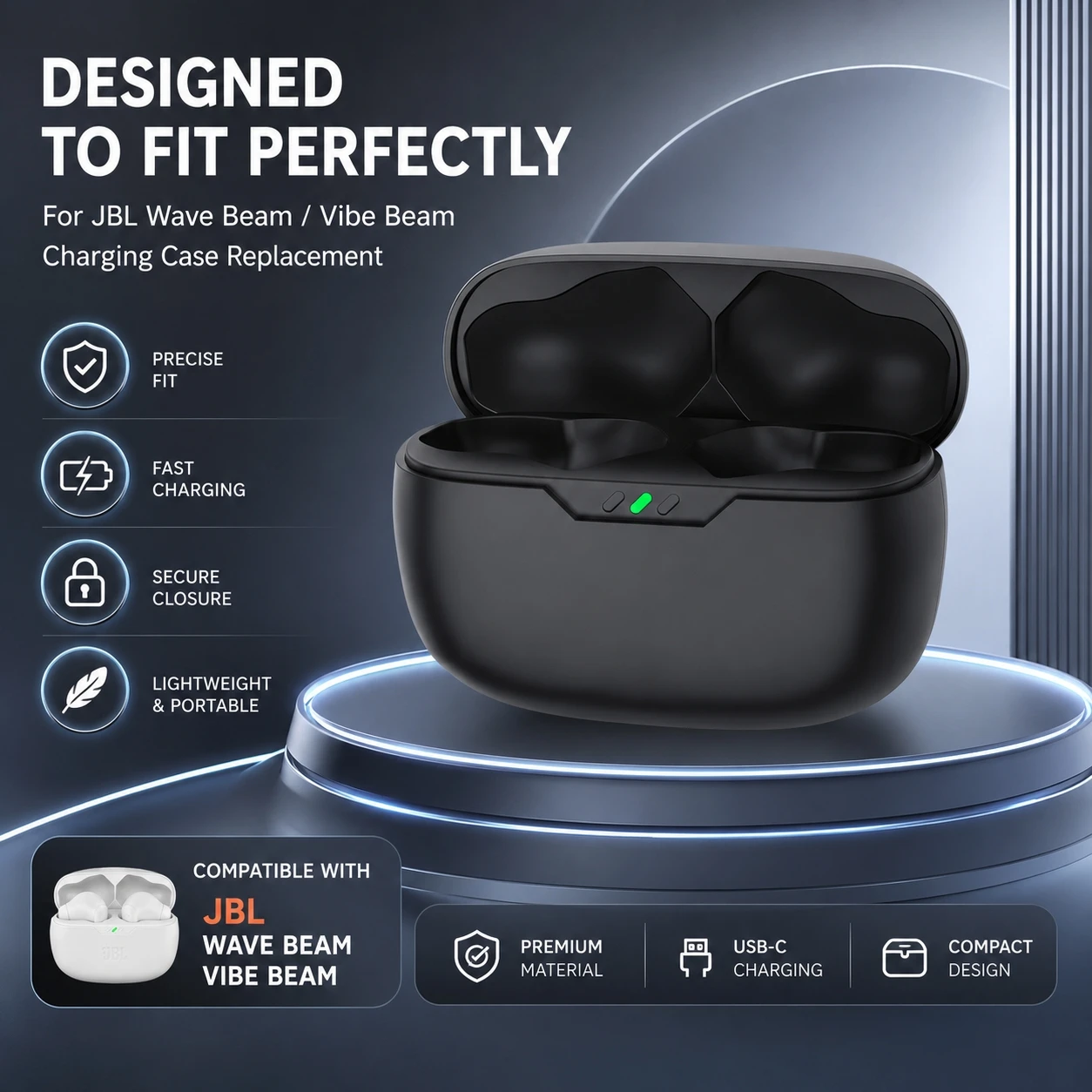 Earbuds Charging Case - For JBL Wave Beam Vibe Beam