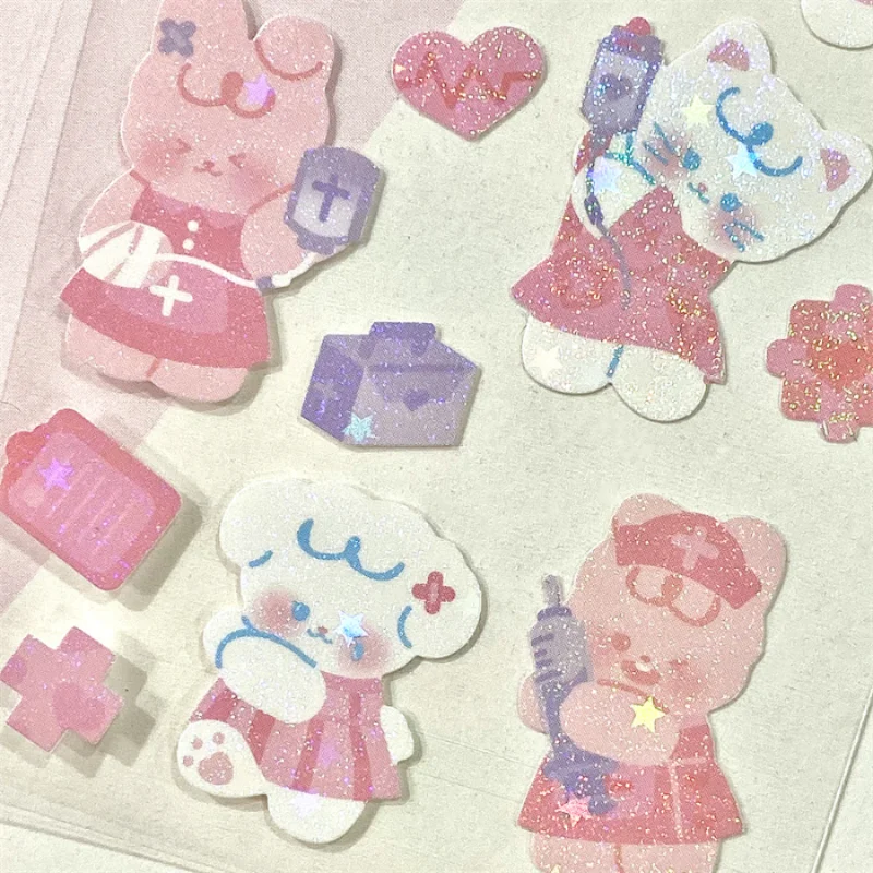 Mr. Paper 4 Styles Kawaii Animal Stickers Creative Bear Cute Rabbit Hand Account Material Decoration Stationery Stickers