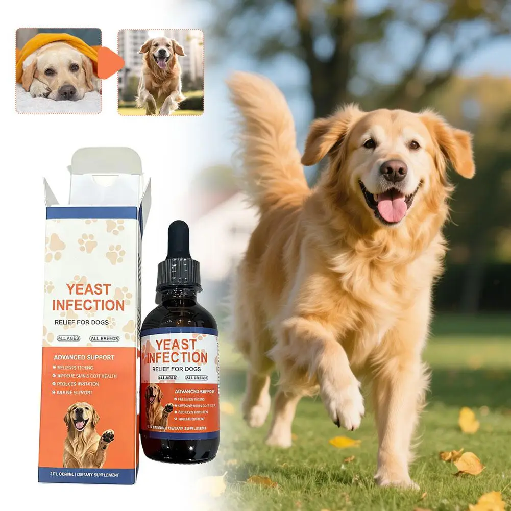 60ml Yeast Infection Relief Drops For Dog Cat Antipruritic Fur Health Immune Support Irritation Skin Pet Nutritional Supplement