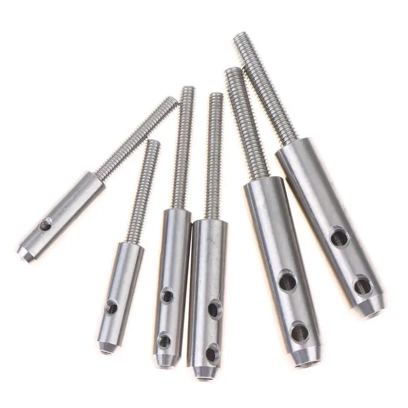 Hot 2PCS Stainless Threaded Stud Tension End Fitting Toggle Anchor Terminal With Hexagon Bolt For 2-8MM Wire Rope Cable Railing