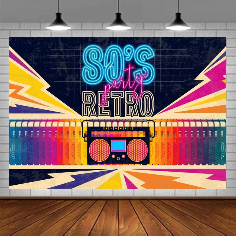 

Photography Backdrop Retro 80s Party Decoration Banner Photo Studio Booth Background Hip Hop Disco Poster