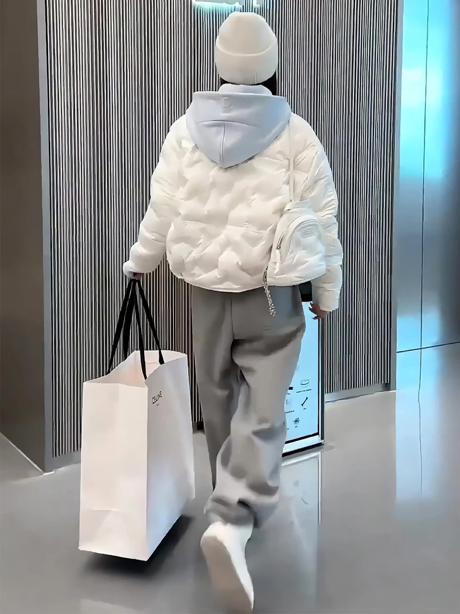 2025 invierno nuevo Sle mujer ort ligero acolchado Jaet Stand Collar cálido Casual suelto ajuste blanco Du abajo abrigo