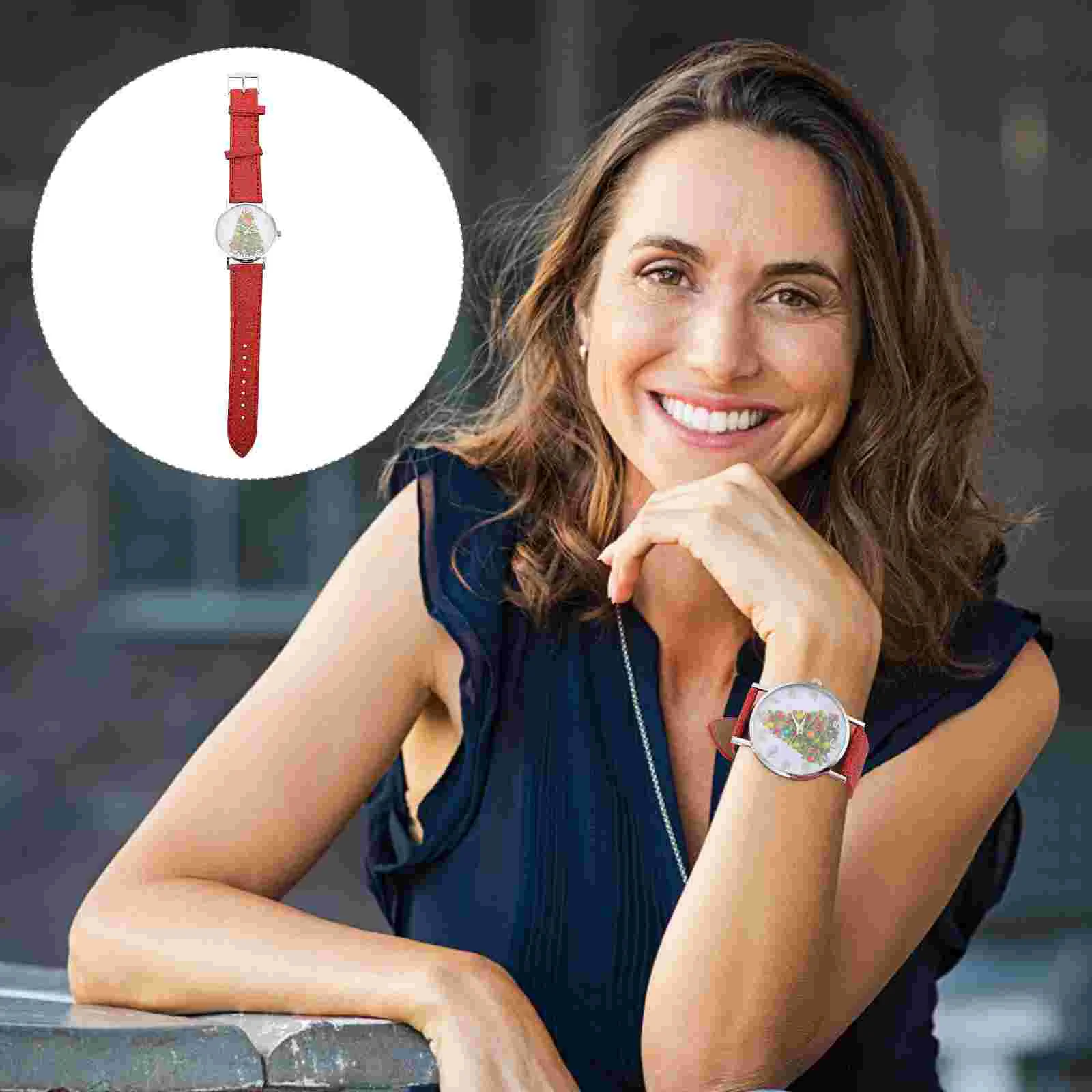 Gold Strap Watch for Women Ladies Christmas Tree Table Ornaments Kids Elegant Athletic Red Miss Decor