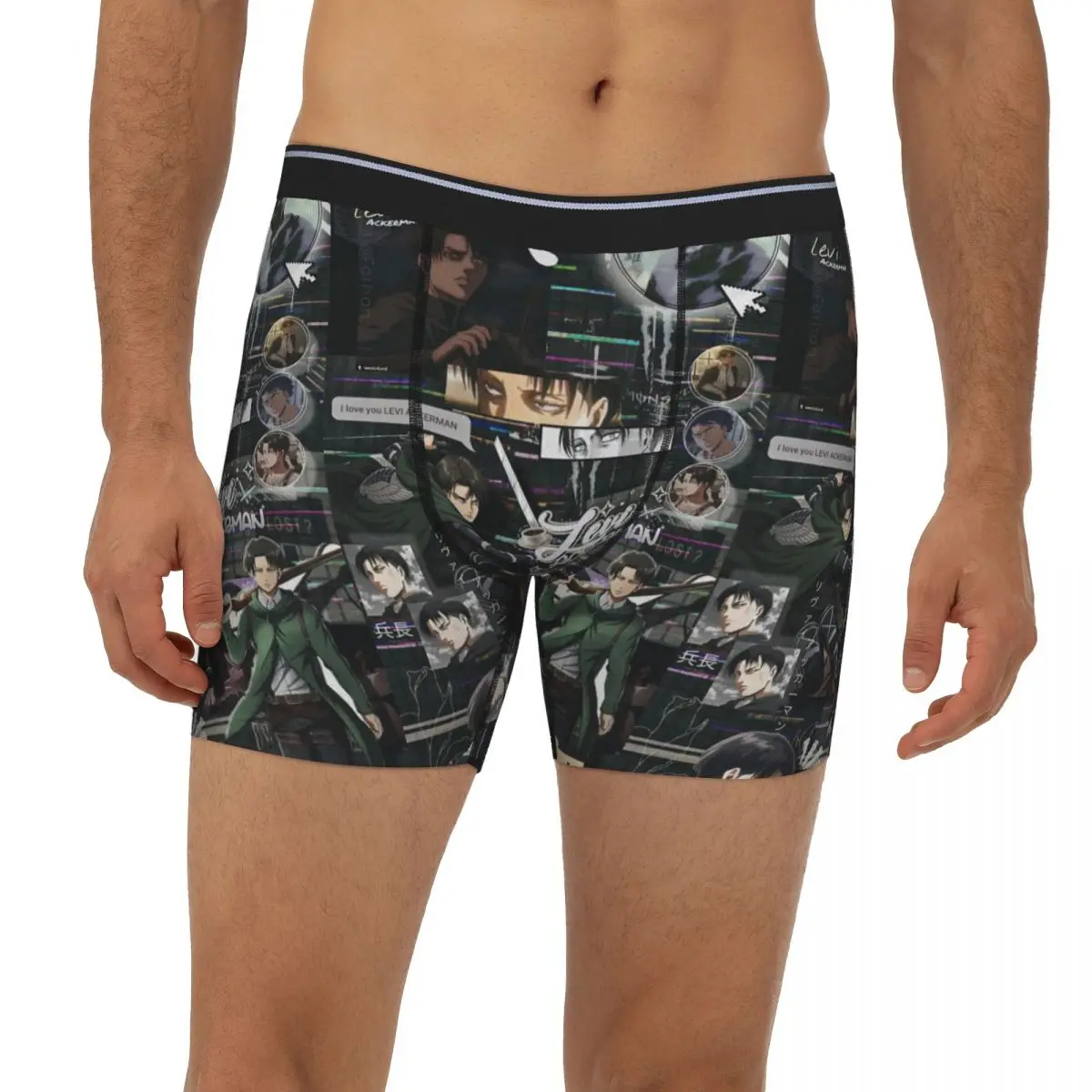 

Long Boxer Underpants Shorts Anime Attack On Titan Levi Ackerman Panties Men's Breathable Underwear for Homme Man Boyfriend Gift