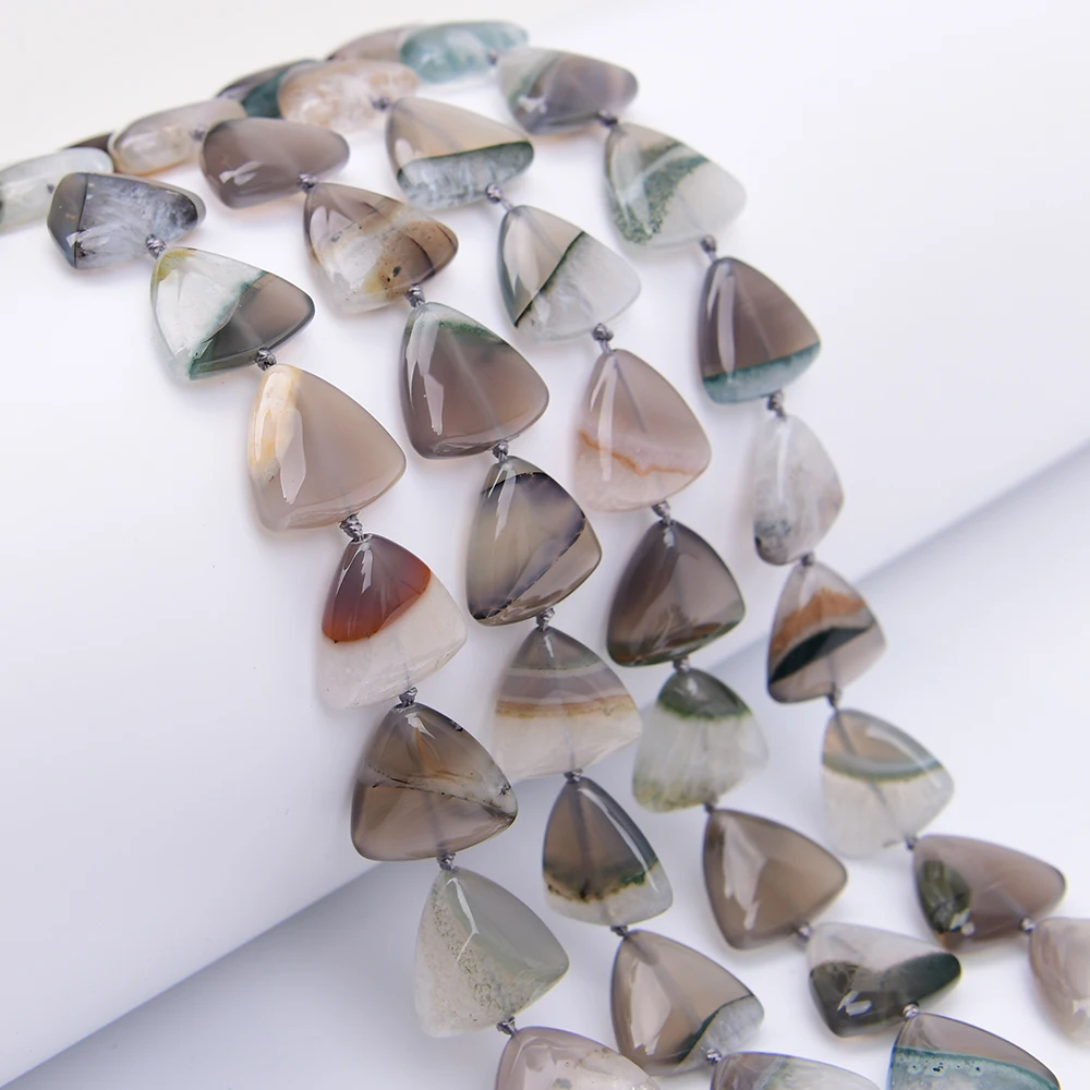 

APDGG Natural Mix Color Gray Uruguayan Agates Quartz Triangle Shape Slice Loose Beads 16'' Strand Jewelry Making DIY Accessory