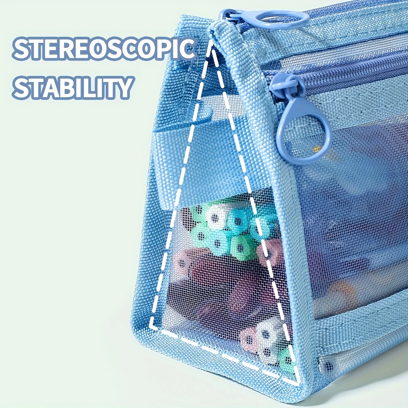 1 قطعة تخزين مكتب Morandi شبكة مقلمة شبكية مع مقبض وسحاب واضح طبقة مزدوجة قلم رصاص الحقيبة علامة الحقيبة ، حقيبة السفر