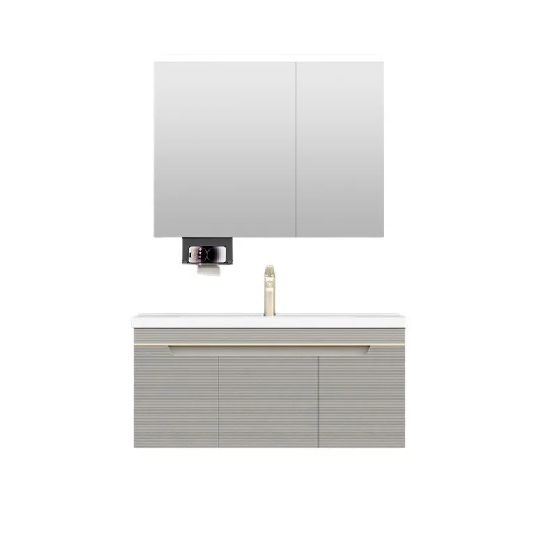 

Bathroom Cabinet Household Beauty Storage Ceramic Integrated Basin Mirror Cabinet Combination
