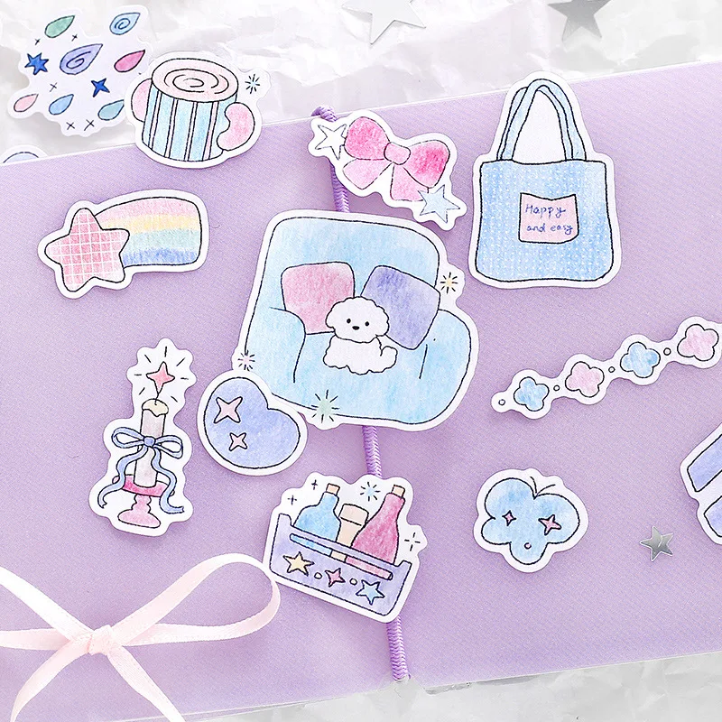 Korean Style Cute Cartoon Star Dreamy Pattern Stickers for DIY Scrapbooking Journaling Phone Case Collage Decoration Materials