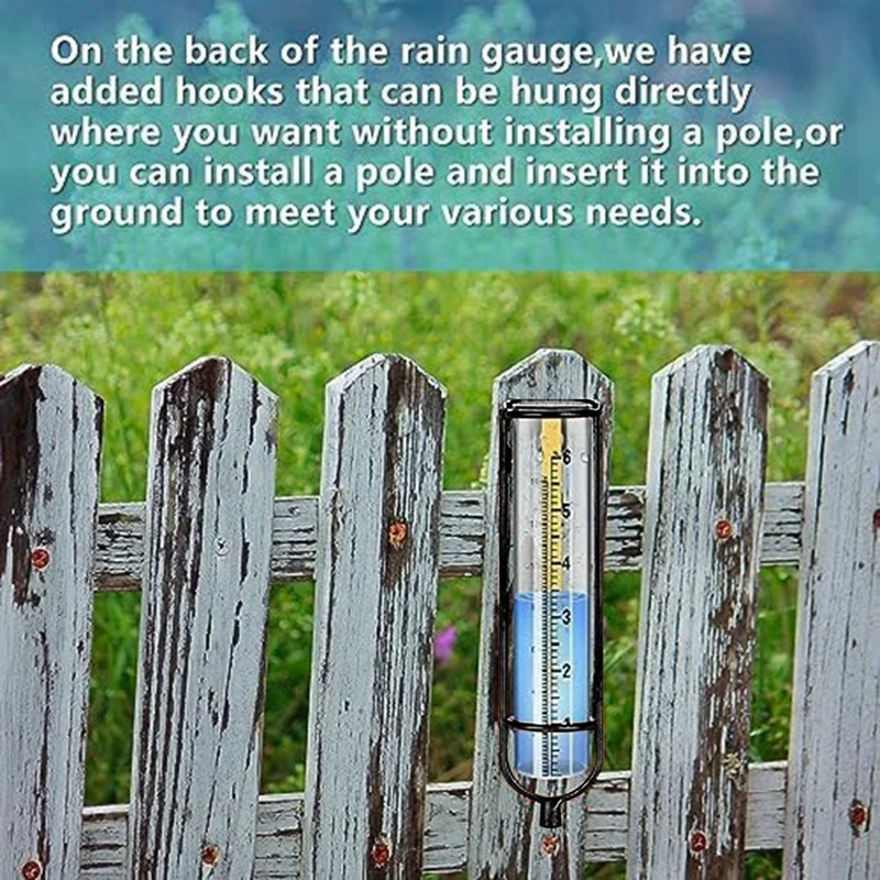 Rain Gauge , 6Inch Glass Rain Gauge Rain Gauges For Yard With Stake Best Rated Rain Gauges For Yard With Stake (Blue) Durable