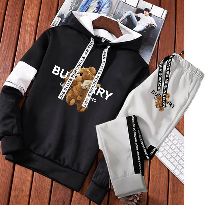 Winter Mens Tracksuit Set Letter Sweatshirts for Men Luxury Fashion Casual Suits 2 Piece Skiing Jogging Streetwear Outfit Sets