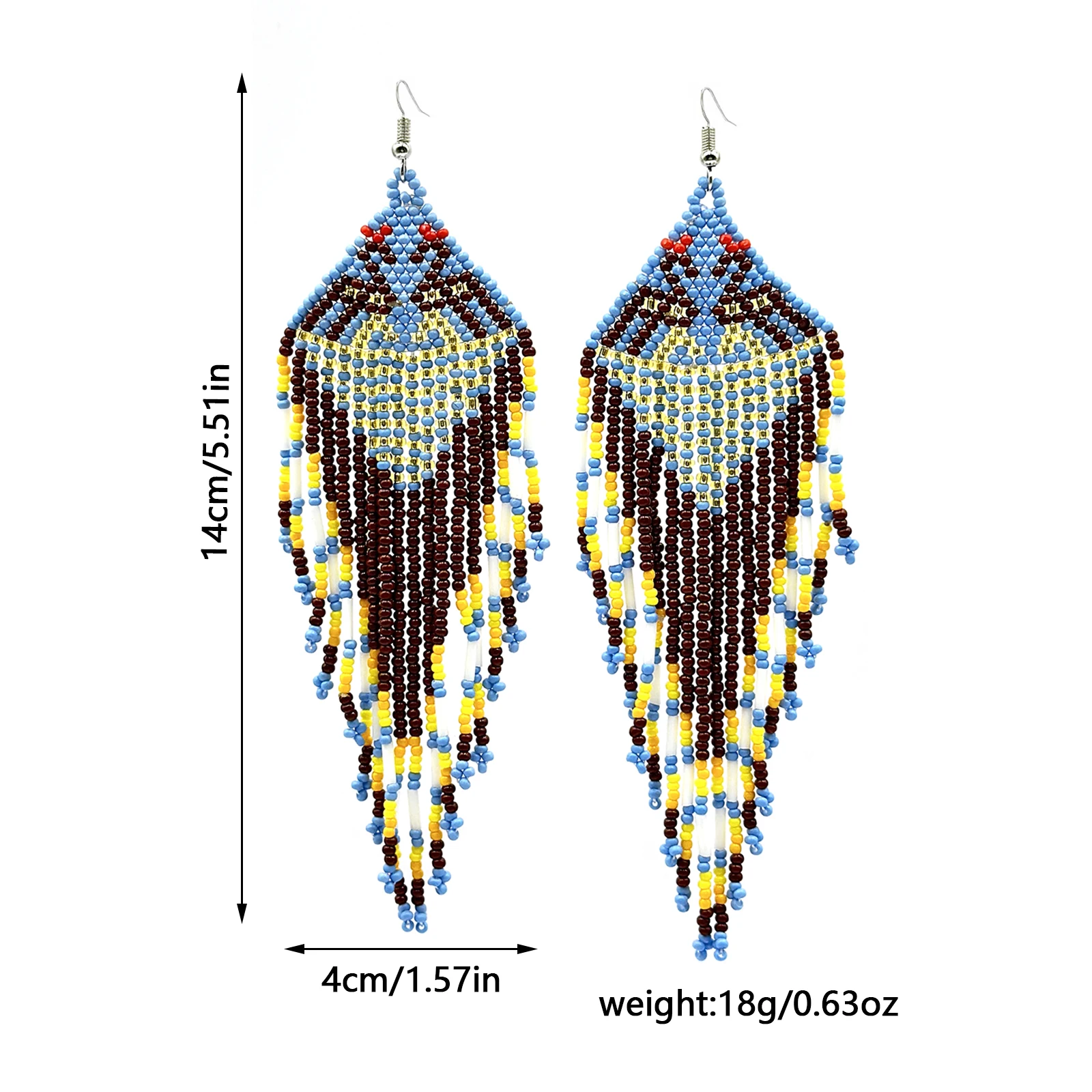 ZGMXR Rice bead earrings Geometry Bird Hand weaving Tassels Creativity Bohemia Pattern Alloy Fashion Simple Beaded earrings