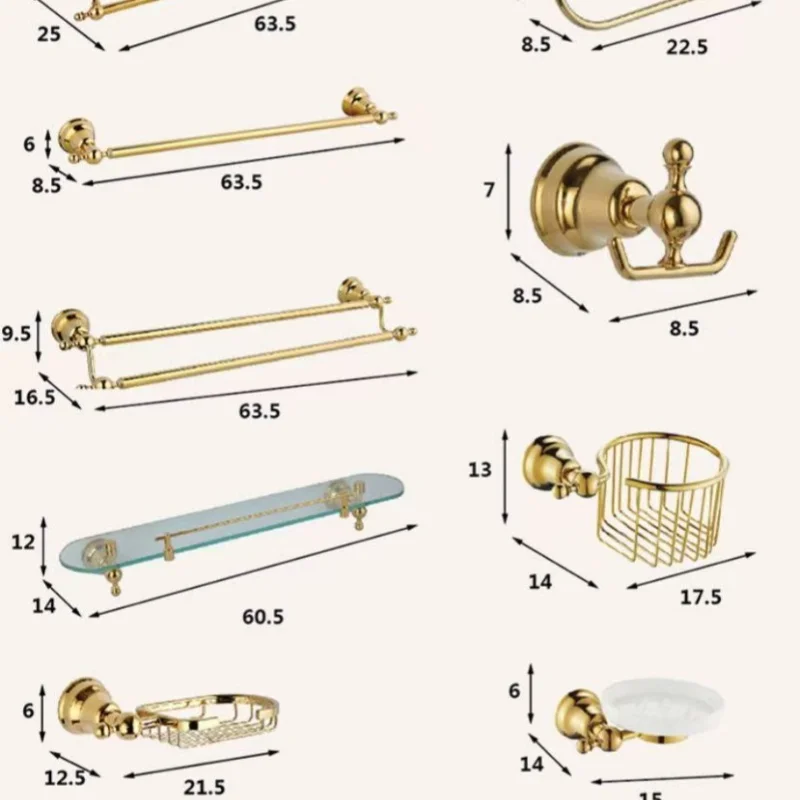 Brass Toilet Brush Holder Bathroom Shelf Gold Paper Holder Towel Bar Soap Holder Towel Rack  Towel Hook Bathroom Hardware - view 3