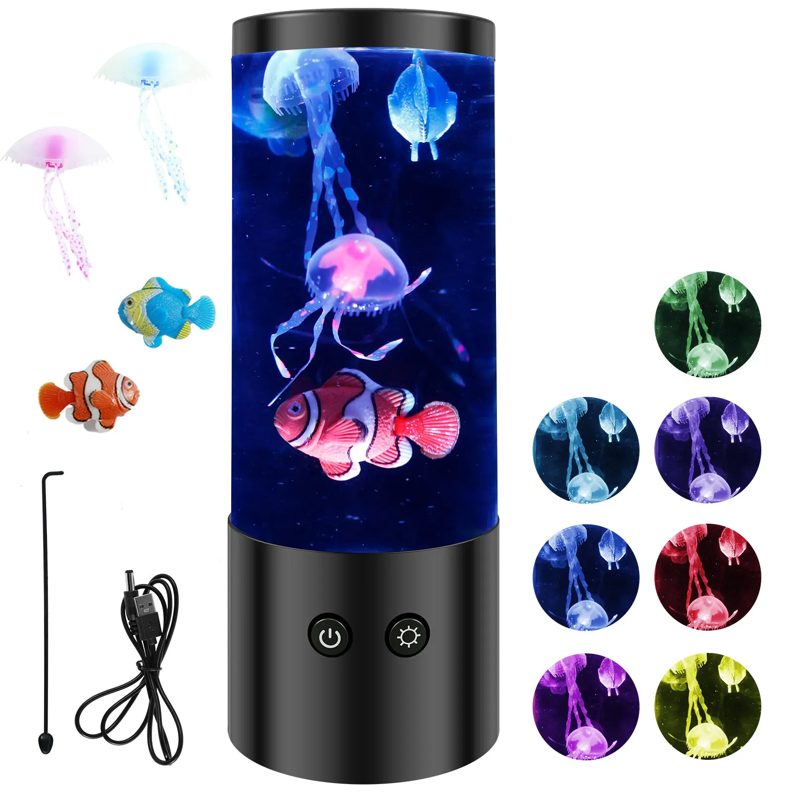 Rechargeable Jellyfish Lamp Decorative Aquarium Night Light for Home Office Jellyfish Changing Mood Light Jellyfish Lamp