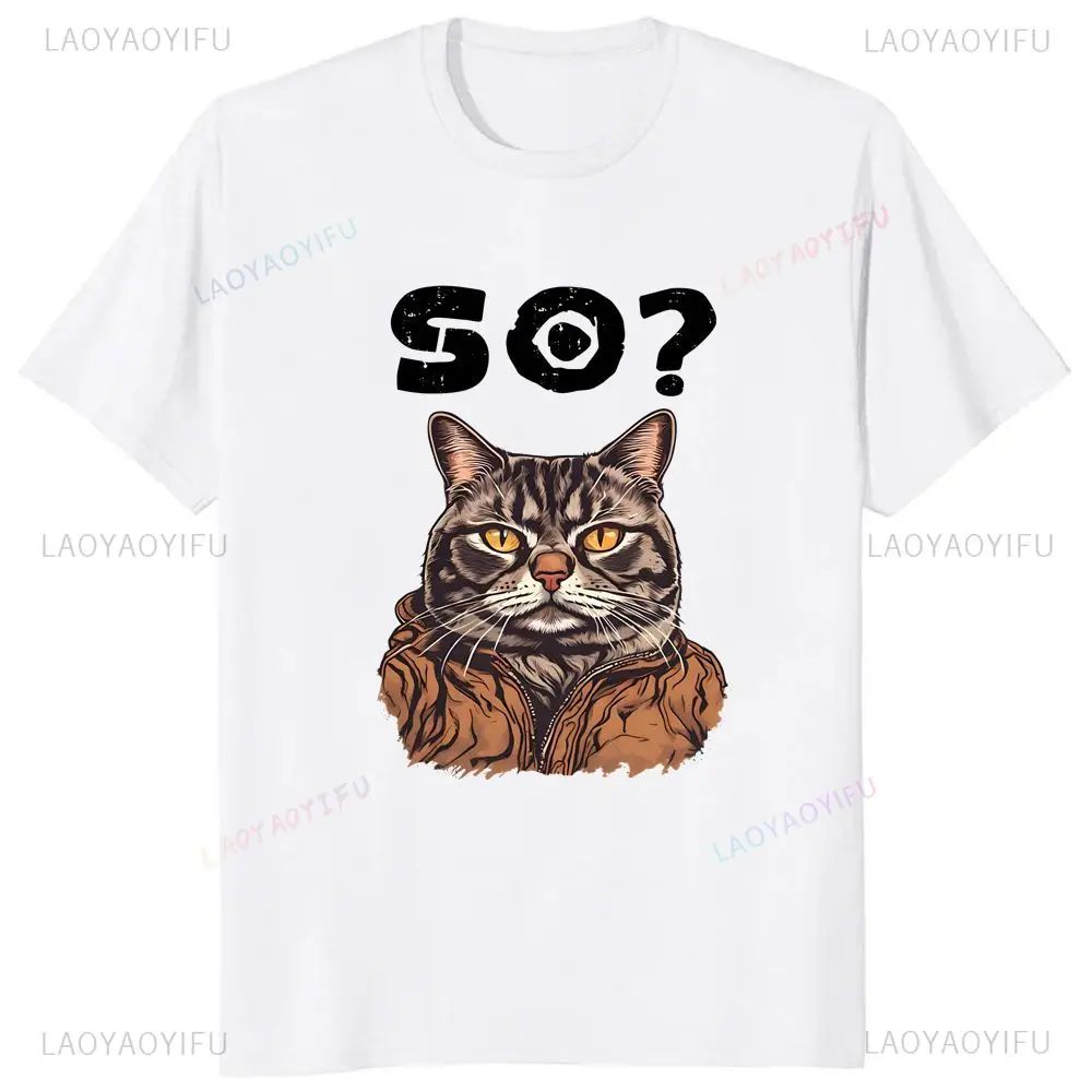 Meow Lovers Printed T-shirt Top Disappointed But Not Surprised Meow Meow T-shirt Short Sleeve Unisex Shirt Graphic T-shirt