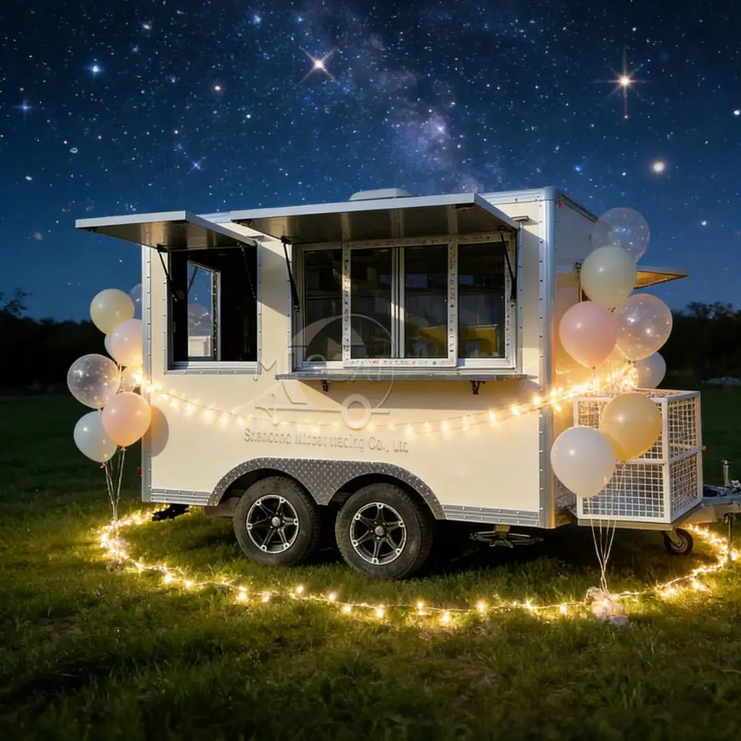 

Double Axle Square Mobile Food Trailer Stainless Steel Fully Equipped Food Truck for Street Food Commercial Catering Business