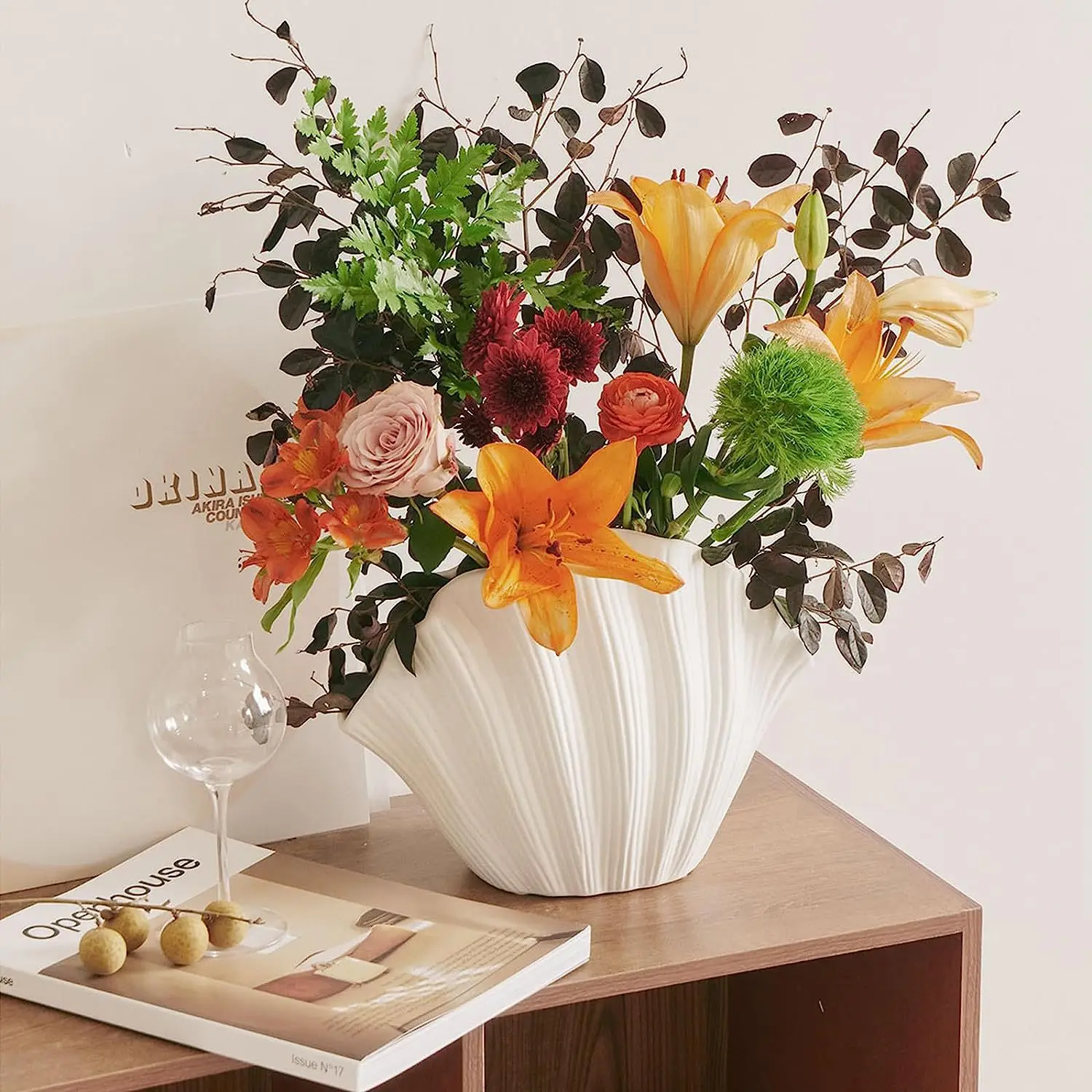 C2 Light Luxury Style Creative Shell Ceramic Vase Dried Flowers Handmade Vases Artificial Flower Decoration Living Room For Home