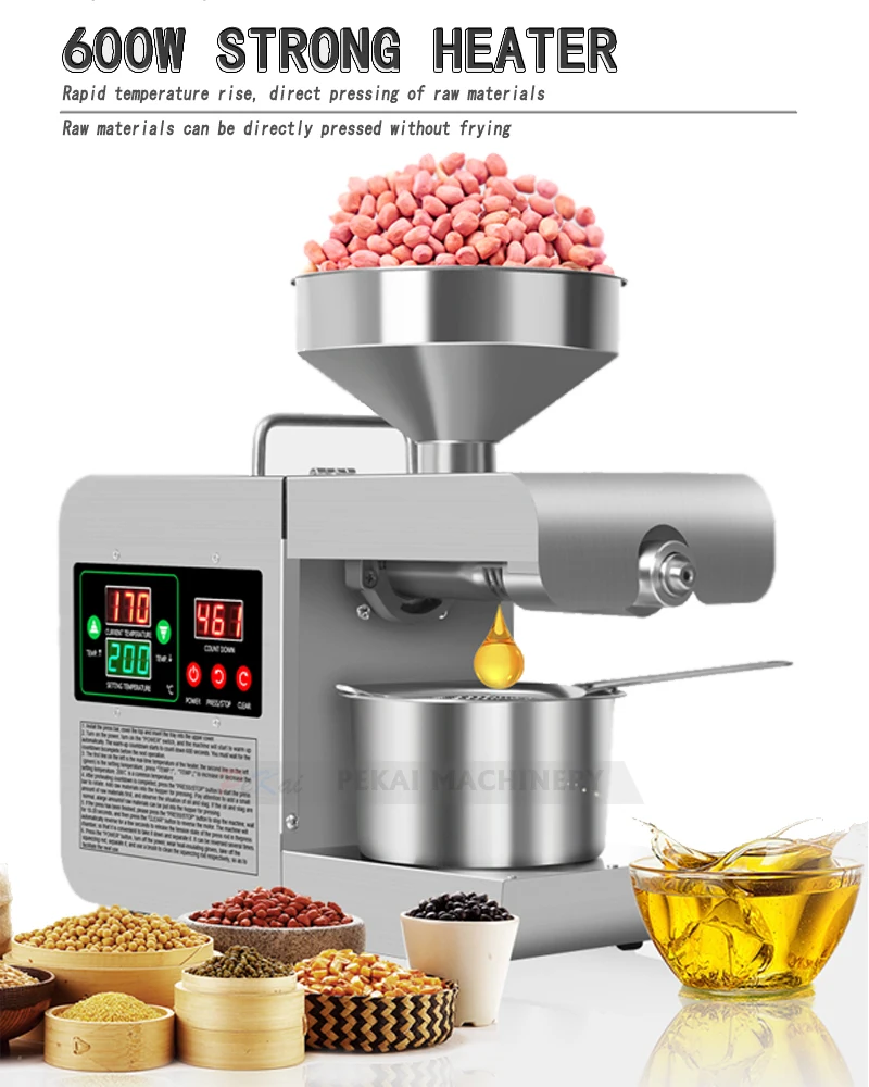 X8S Automatic Oil Press Effective Household Stainless Steel Hot Cold Oil Extraction Machine Temperature Control