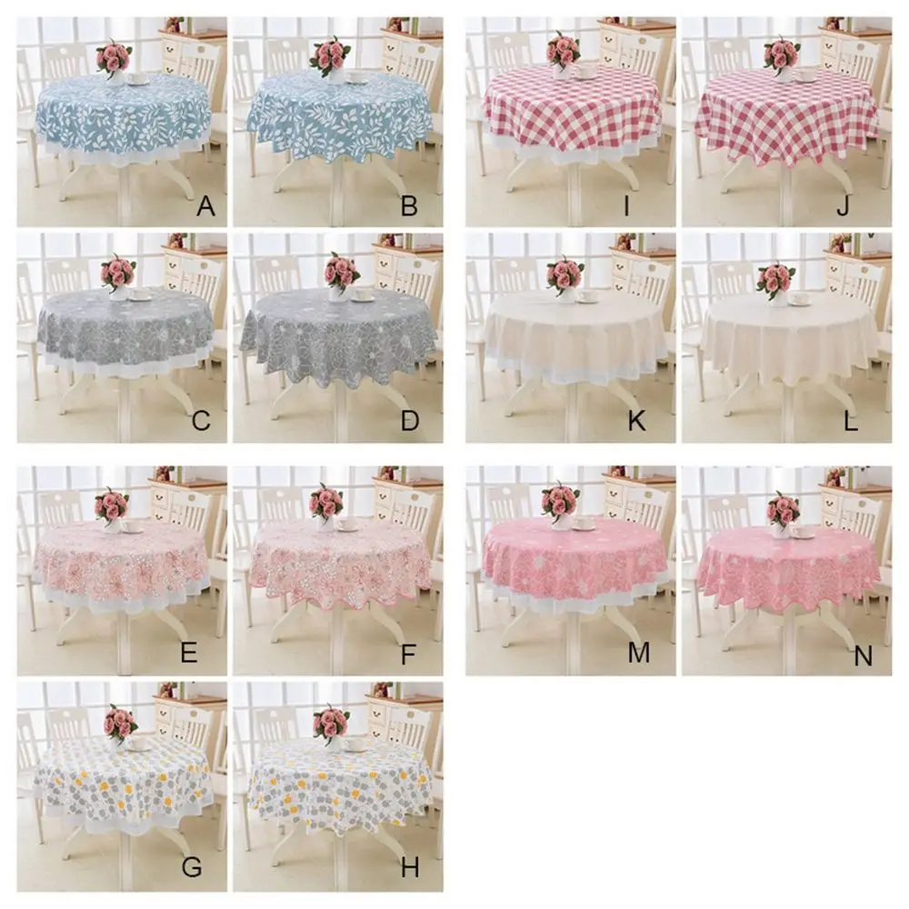 PVC Plastic Elegant Waterproof Oilproof Fabric Round Dining Table Table Cloth Table  Cover Kitchen  Tablecloth Home  Decor