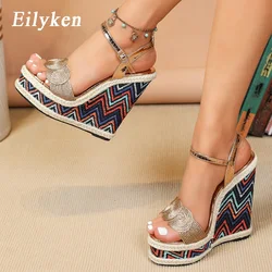 Eilyken Open Toe Sandals Women Summer Weave Solid Platform Wedges High Heel Fashion Casual Shoes Zapatillas De Mujer