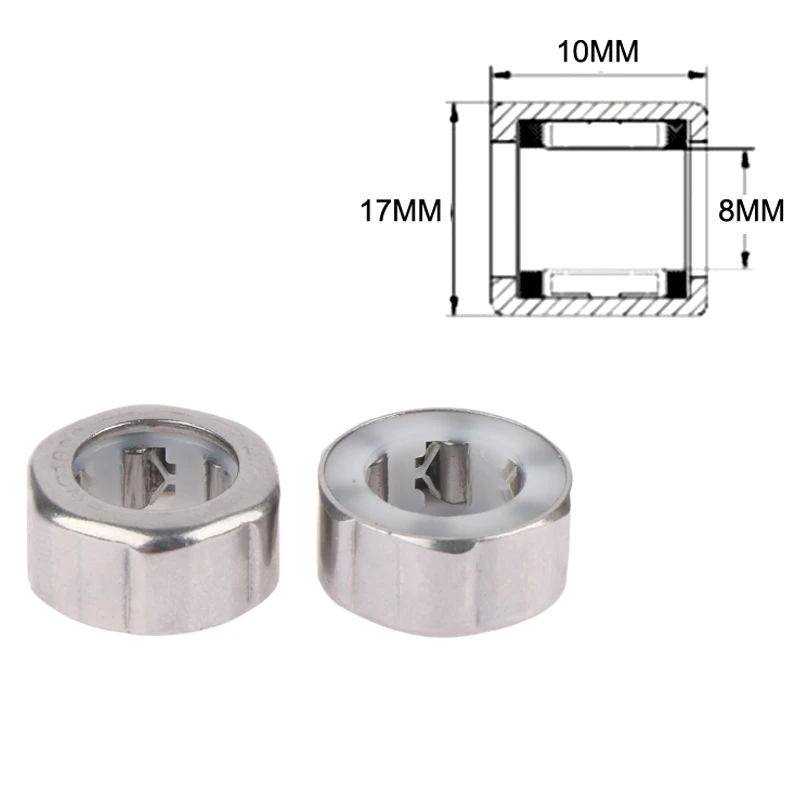 2Pcs EWC1008 Stainless One Way Bearing 10x17x8mm Fishing Gear Bearing Needle Roller