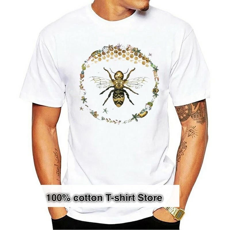 

2024 Bee Honey Custom T Shirt Men's Funny Animals Clothes Tops Pattern Comfortable Soft O-Neck Hiphop Tops Tee Shirt