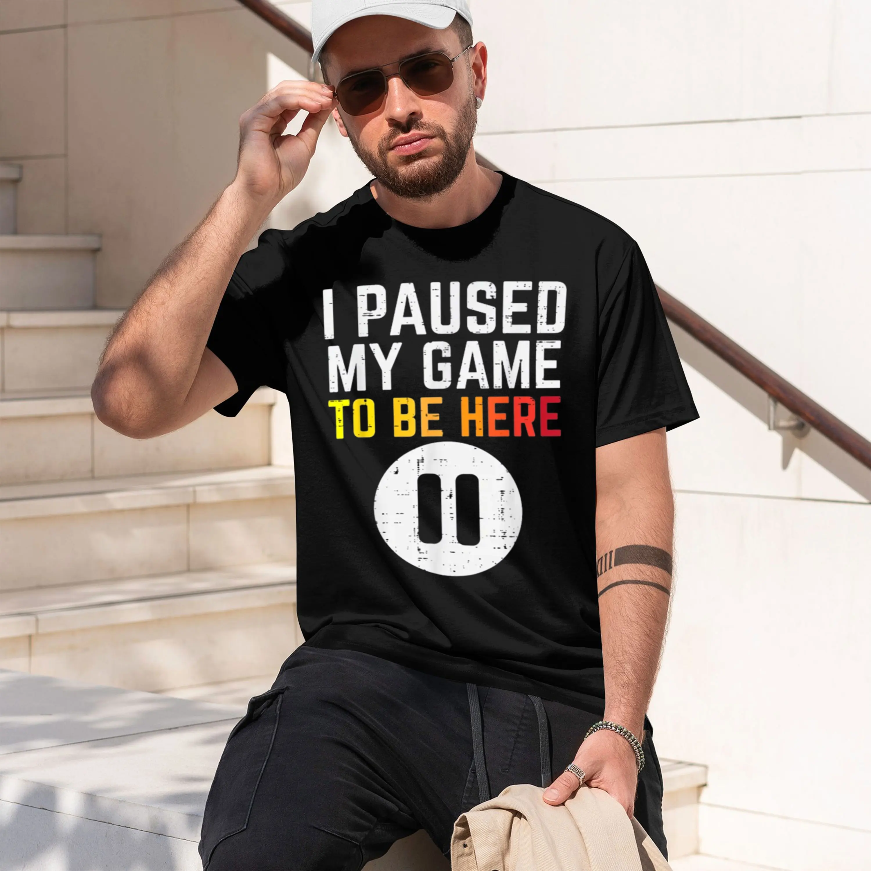 Gamer Paused My Game To Be Here Video Gaming Men Grh Tees SOFT Anime T Shirts New Years Eve Jan Style 2026 New Model Short-sleev