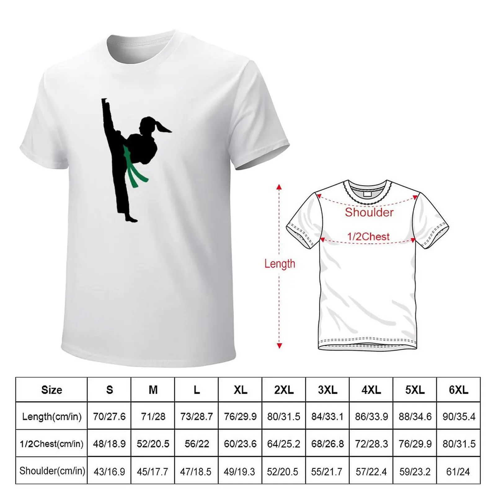 Karate Tae Kwon Do Girl Green Belt Kicking T-Shirt tees summer top Aesthetic clothing black t-shirts for men