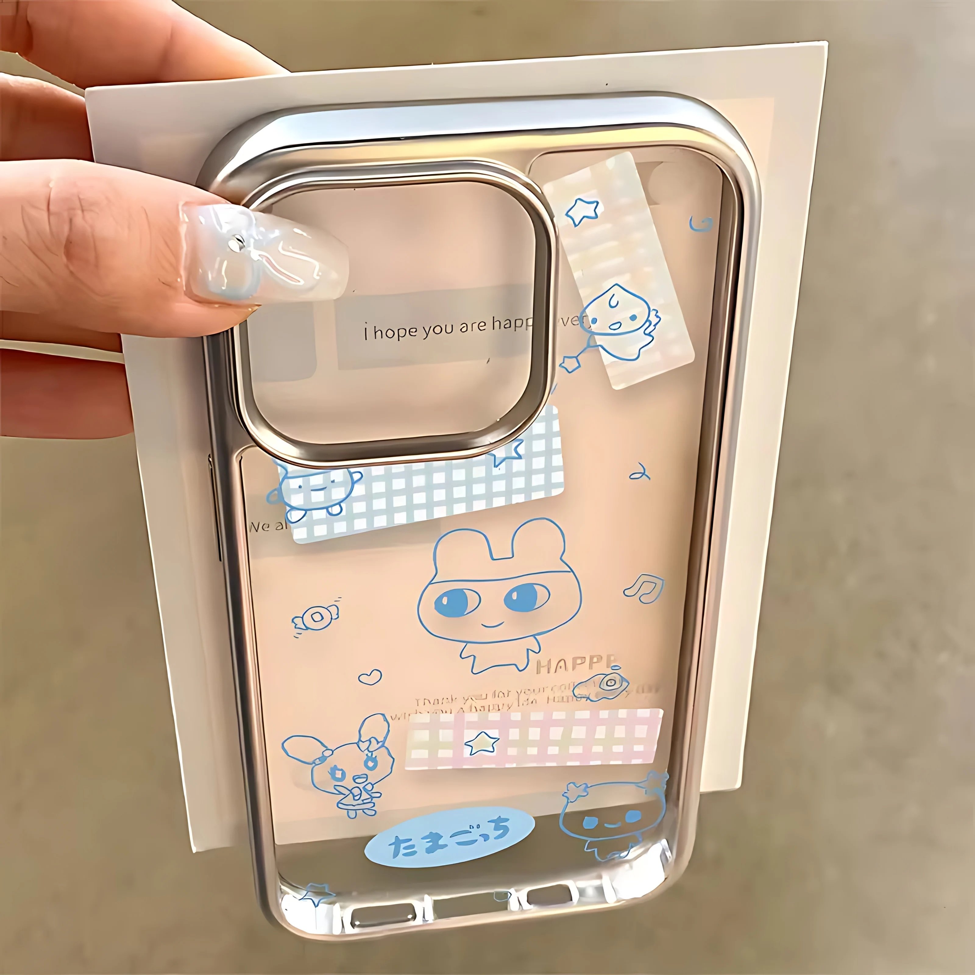 Blue Line Tamagotchi Handyhülle für iPhone 17 16e 16 15 14 13 12 11 Air Pro Max X XR XSMAX 8 7 Plus Luxuriöse Transparente Weiche Rückseiten-Abdeckung