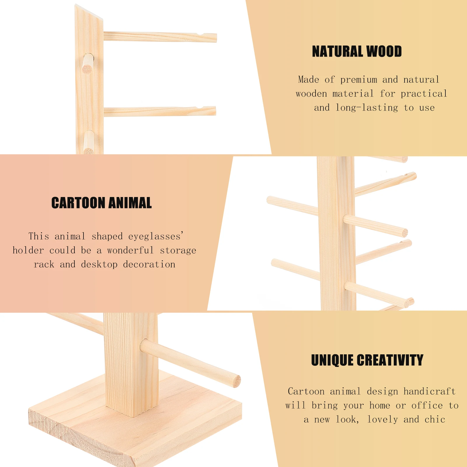 

Sunglasses Display Stand Eyeglasses Rack Organizers Storage Frame Pine Wood Portable Holder