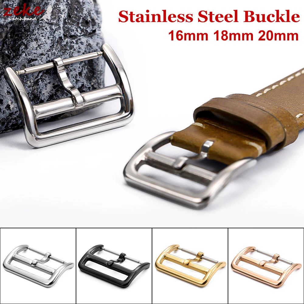 Stainless Steel Strap Buckle for Women Men Silver Gold Solid Metal Leather Strap Buckle Strap Accessories 16mm 18mm 20mm Straps