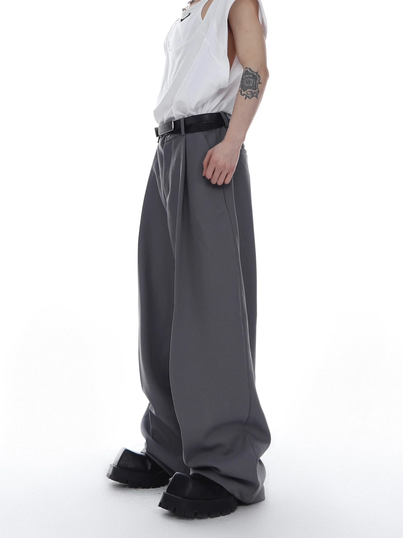CulturE Youth Casual Loose Fit Straight Leg Pants Slanted Pattern Simple Elegant Drapey Wide Leg Pants Versatile Long Trousers