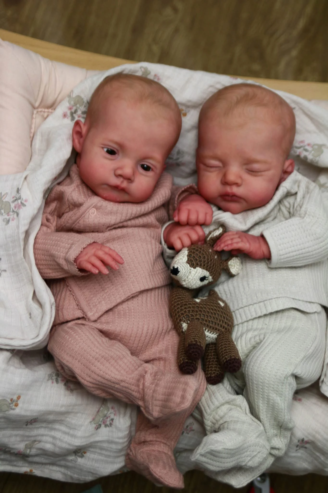 NPK 18インチ リボーンドール ツインズ ドール イリス＆リリー ハンドメイド 3Dスキン 多層塗装 リアルなコレクタブルアートドール