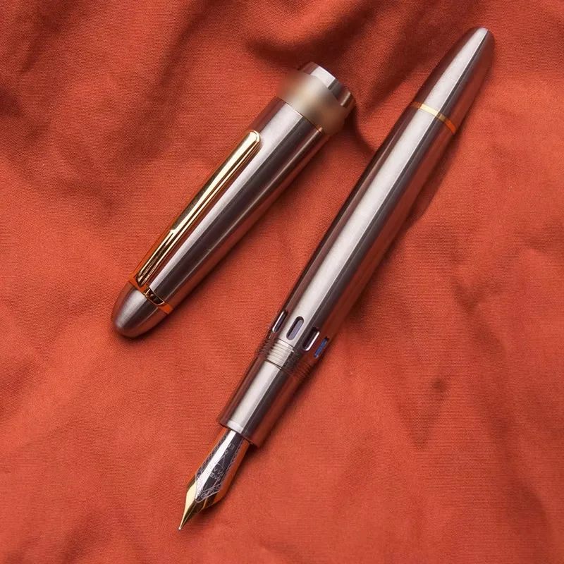 MAJOHN Ti-136 Metal Piston Fountain Pen Titanium Alloy EF/F/M 0.38/0.5/0.7mm Nib Ink Pen Luxuris Writers Office Business Gift